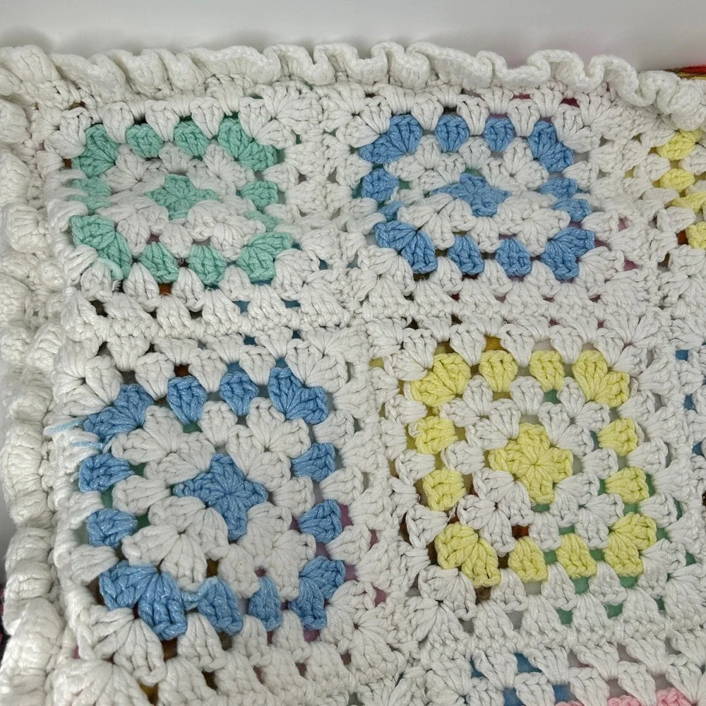 Handmade Winnie the Pooh & Friends Fleece Baby Blanket Reversible Crochet Pastel